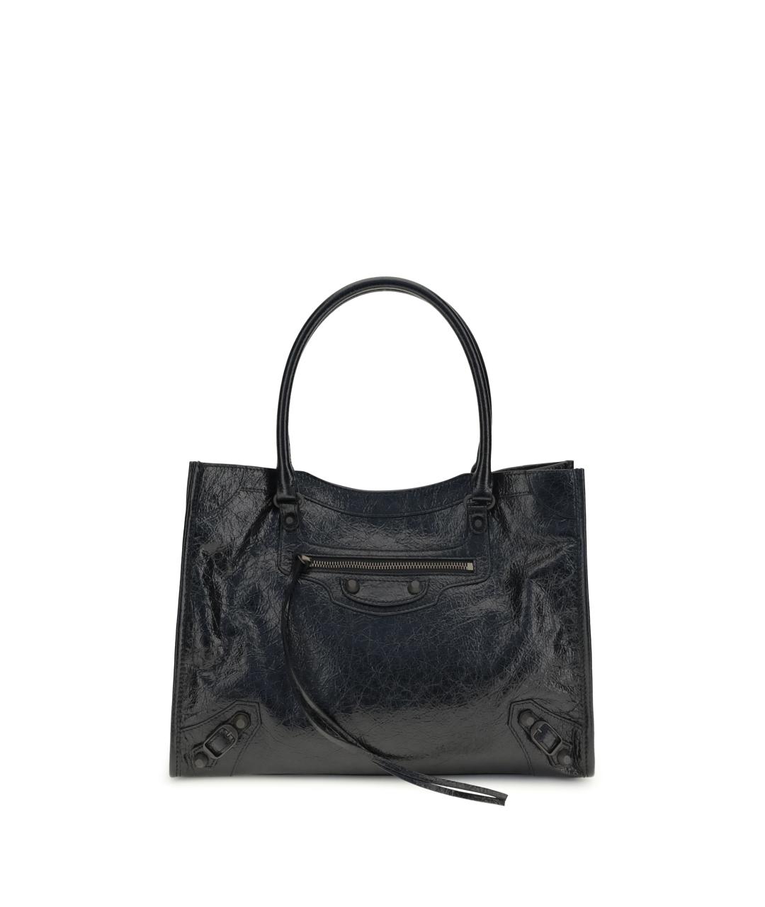 BALENCIAGA Черная кожаная сумка тоут, фото 5