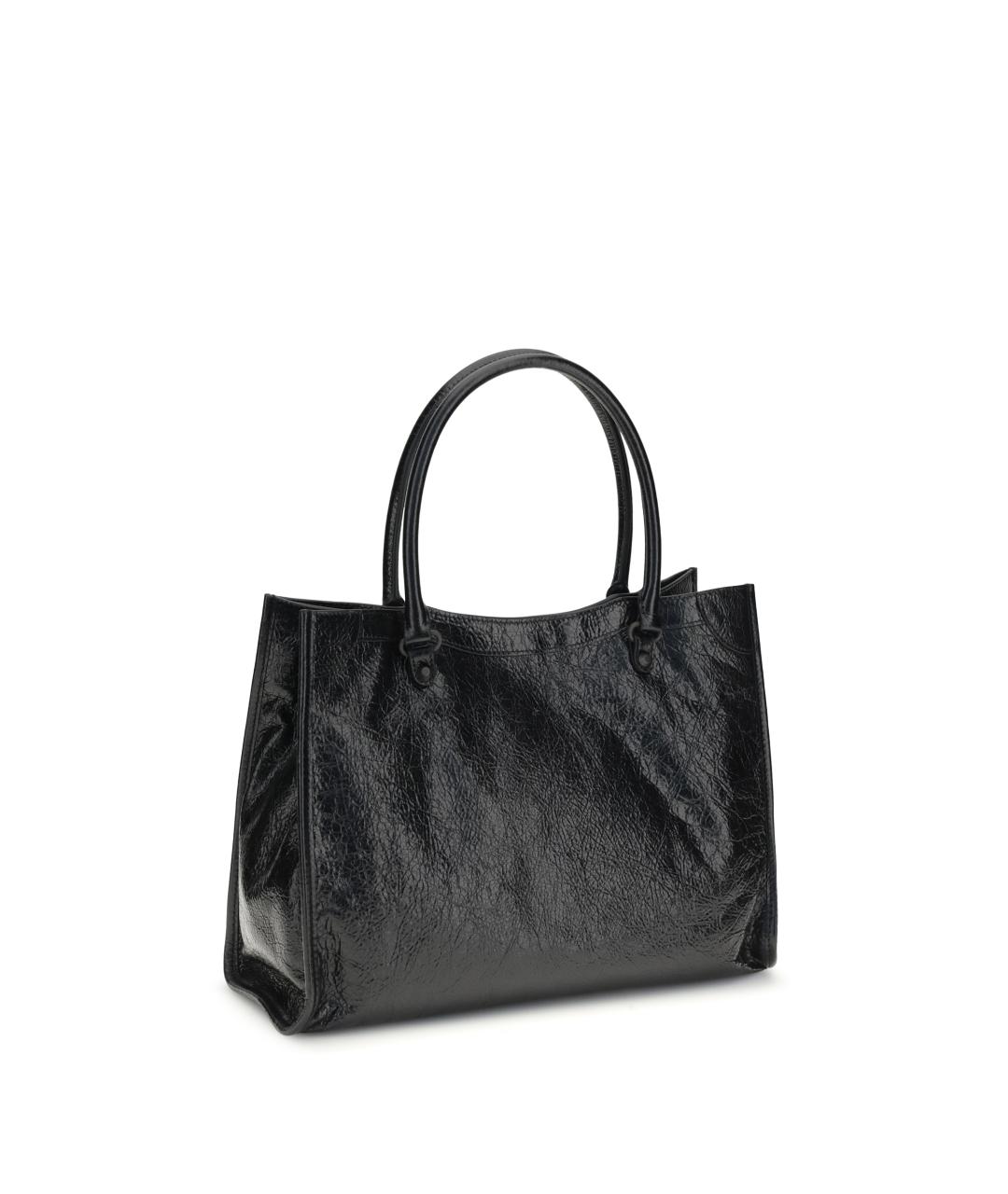 BALENCIAGA Черная кожаная сумка тоут, фото 3