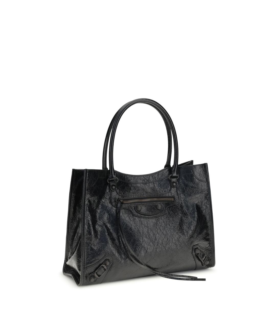 BALENCIAGA Черная кожаная сумка тоут, фото 2