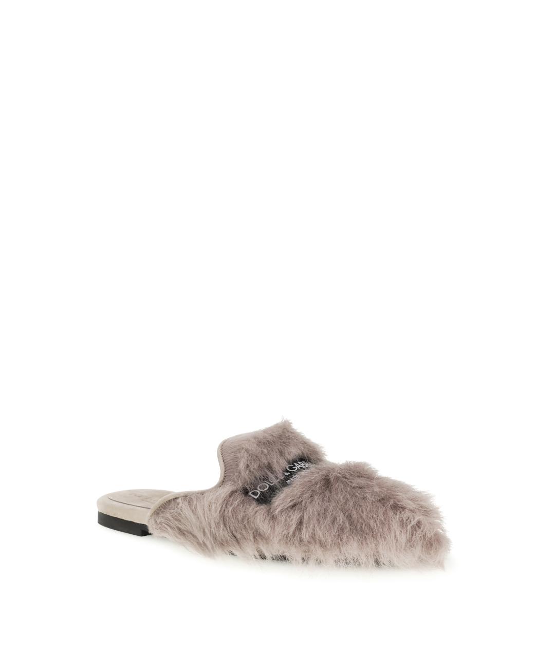 DOLCE&GABBANA Серые кожаные мюли, фото 2