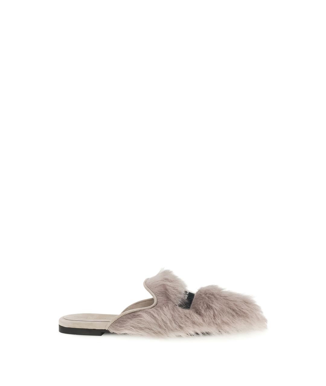 DOLCE&GABBANA Серые кожаные мюли, фото 1