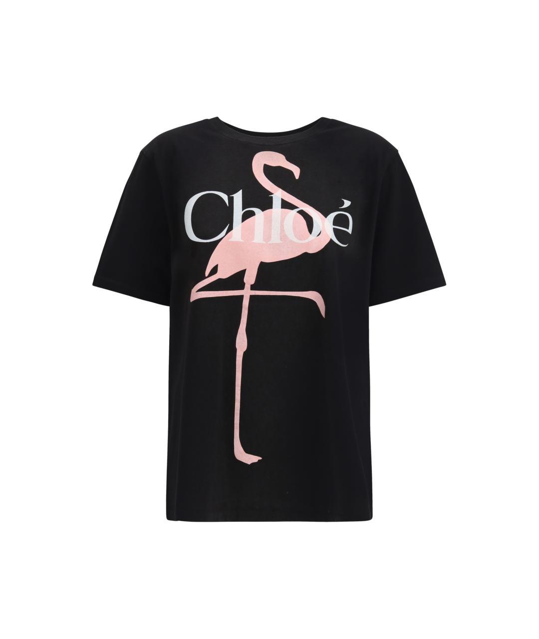 CHLOE Черная хлопковая футболка, фото 4