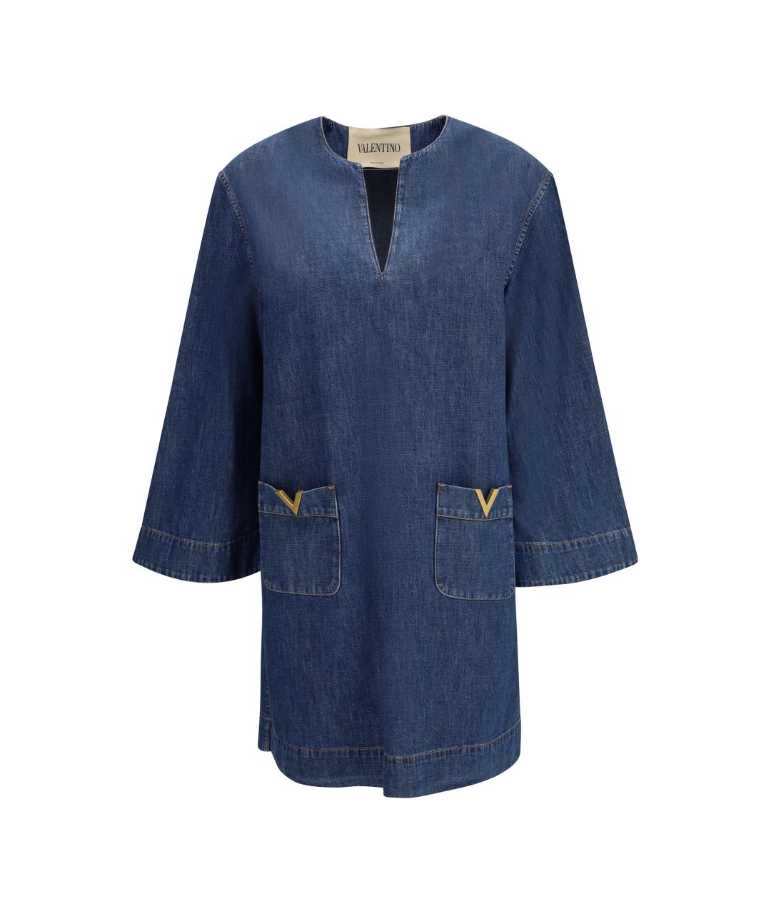 VALENTINO Синее хлопковое повседневное платье, фото 1