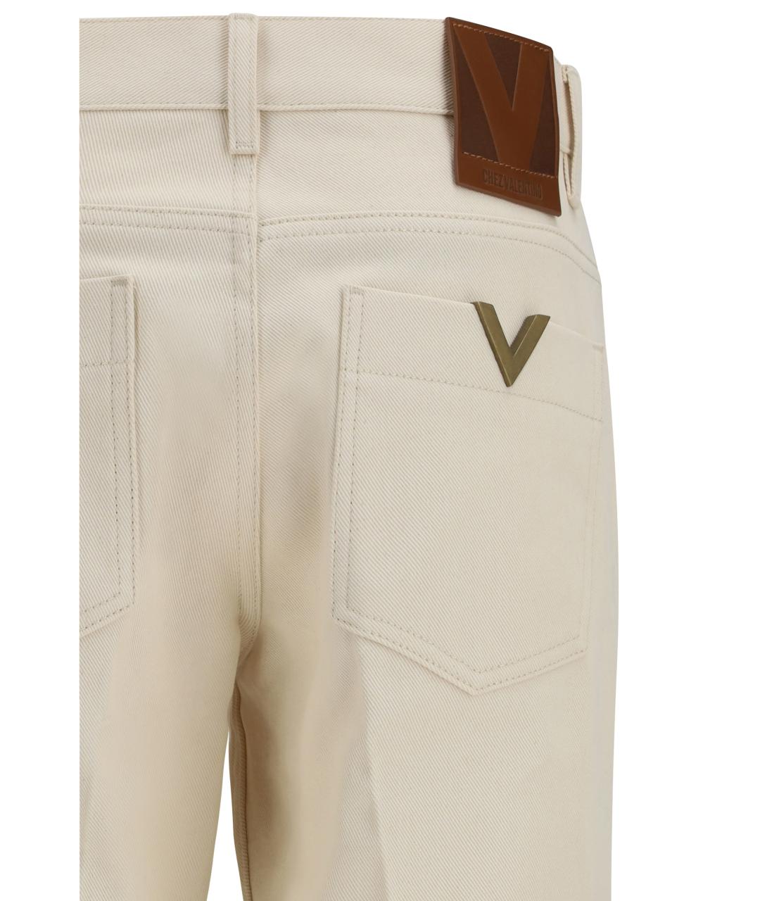 VALENTINO Бежевые хлопковые брюки широкие, фото 3