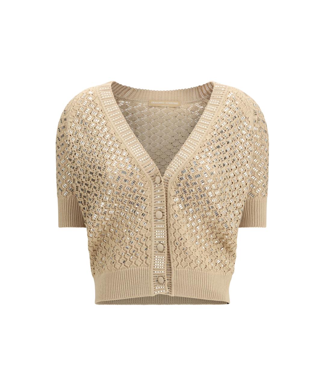 ERMANNO SCERVINO Бежевый хлопковый кардиган, фото 1