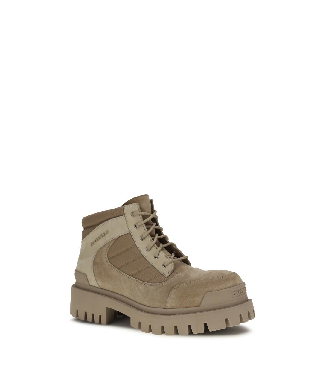 BALENCIAGA Бежевые кожаные высокие ботинки, фото 2