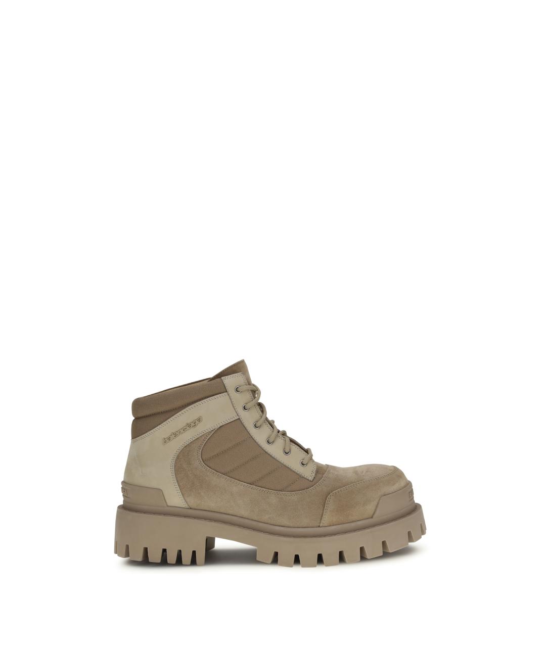 BALENCIAGA Бежевые кожаные высокие ботинки, фото 4