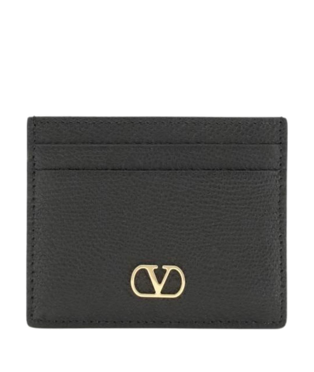 VALENTINO Черный кожаный кардхолдер, фото 1