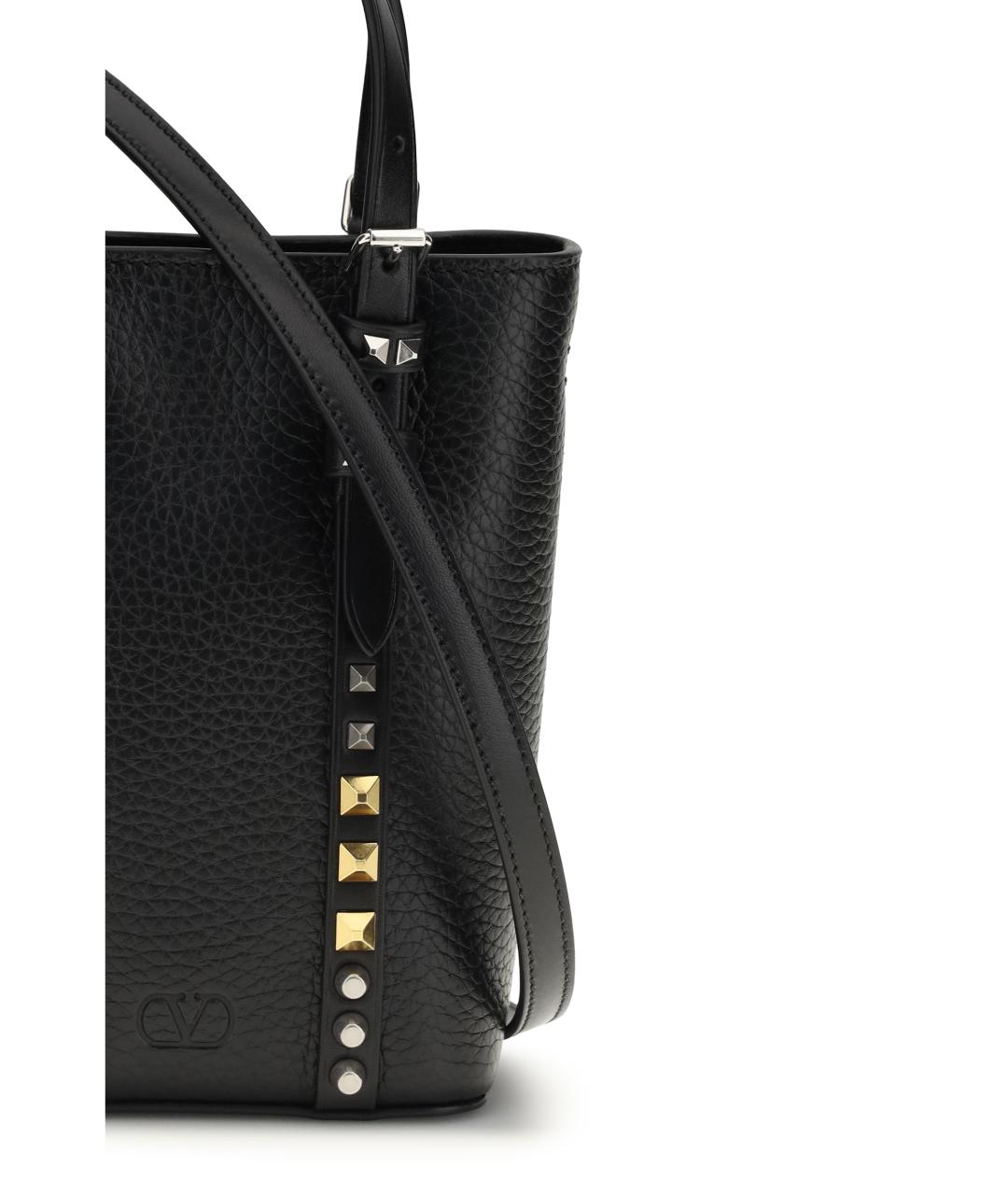 VALENTINO Черная кожаная сумка тоут, фото 4