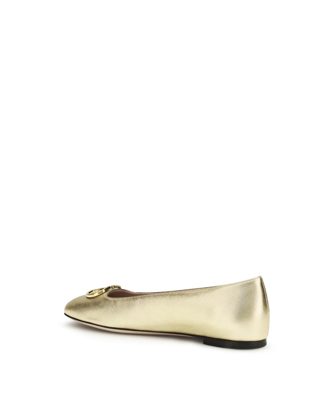 VALENTINO Золотые кожаные балетки, фото 3
