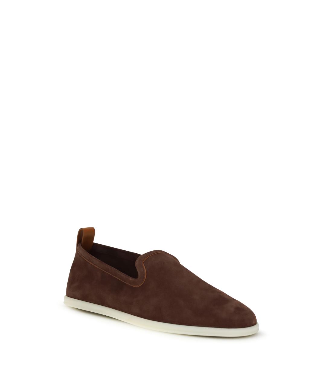 LORO PIANA Коричневые замшевые лоферы, фото 2