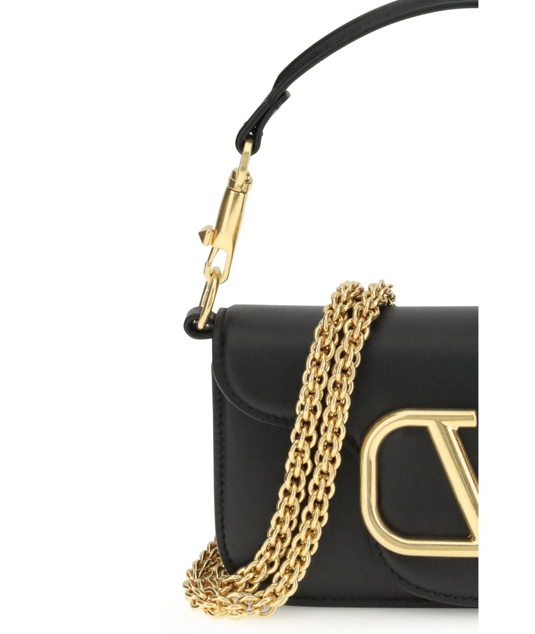 VALENTINO Черная кожаная сумка через плечо, фото 4