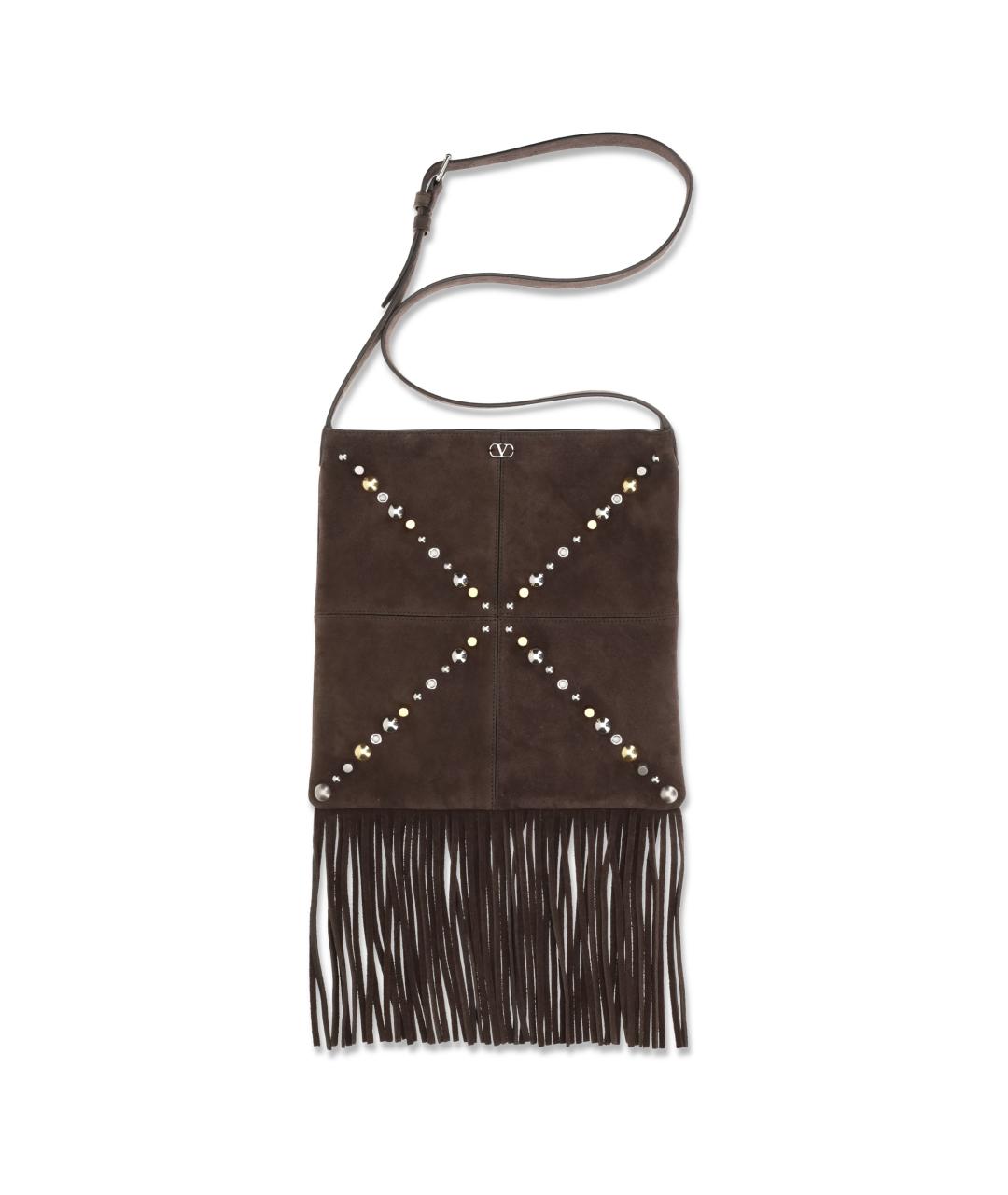 VALENTINO Коричневая замшевая сумка на плечо, фото 1