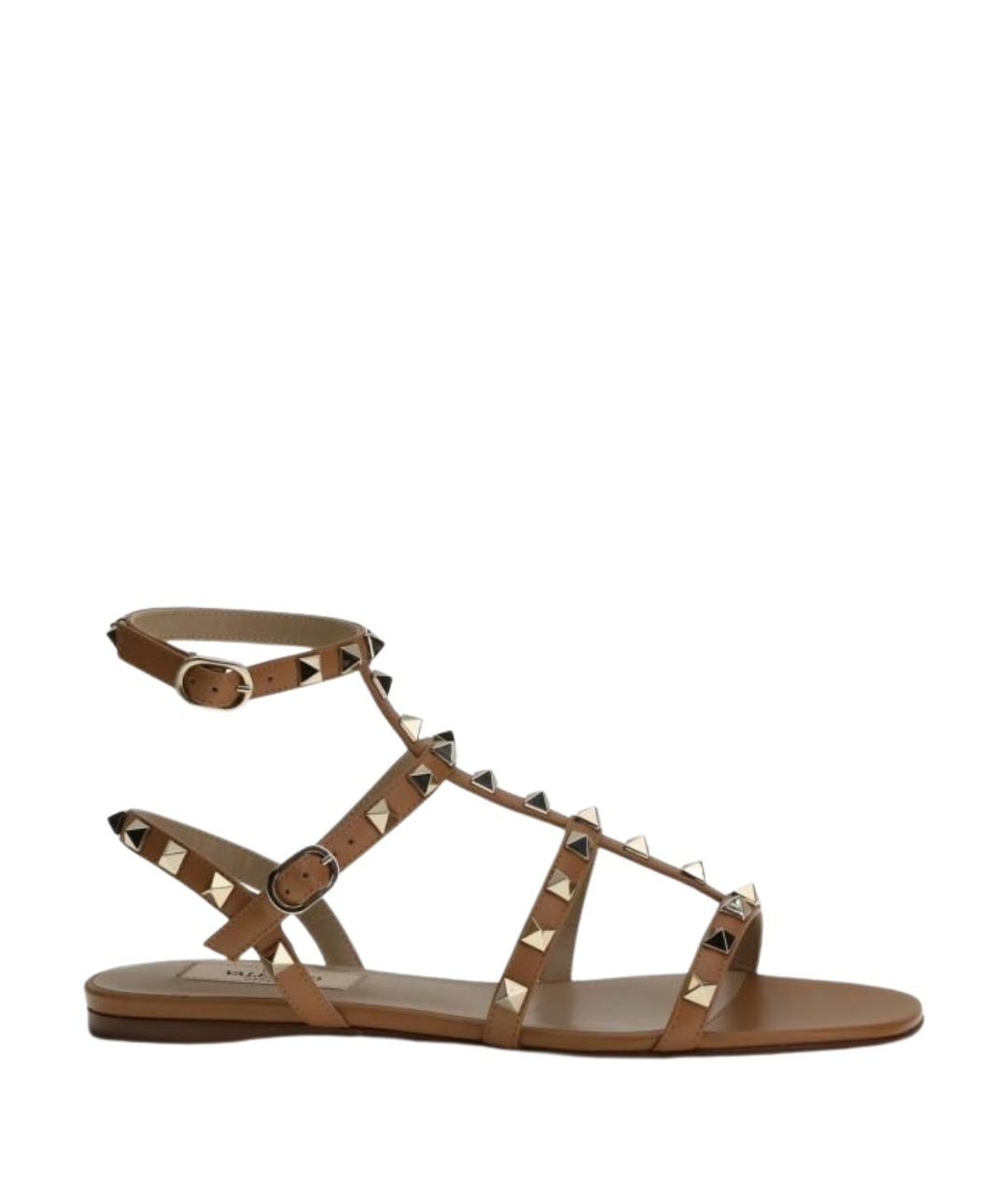 VALENTINO Коричневые кожаные сандалии, фото 1