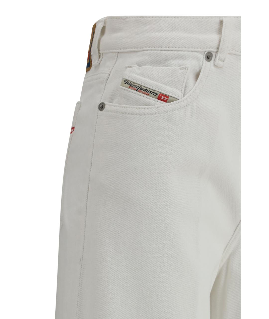 DIESEL Белые хлопко-эластановые джинсы клеш, фото 3