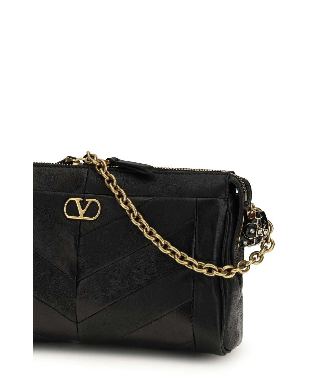 VALENTINO Черная кожаная сумка через плечо, фото 4