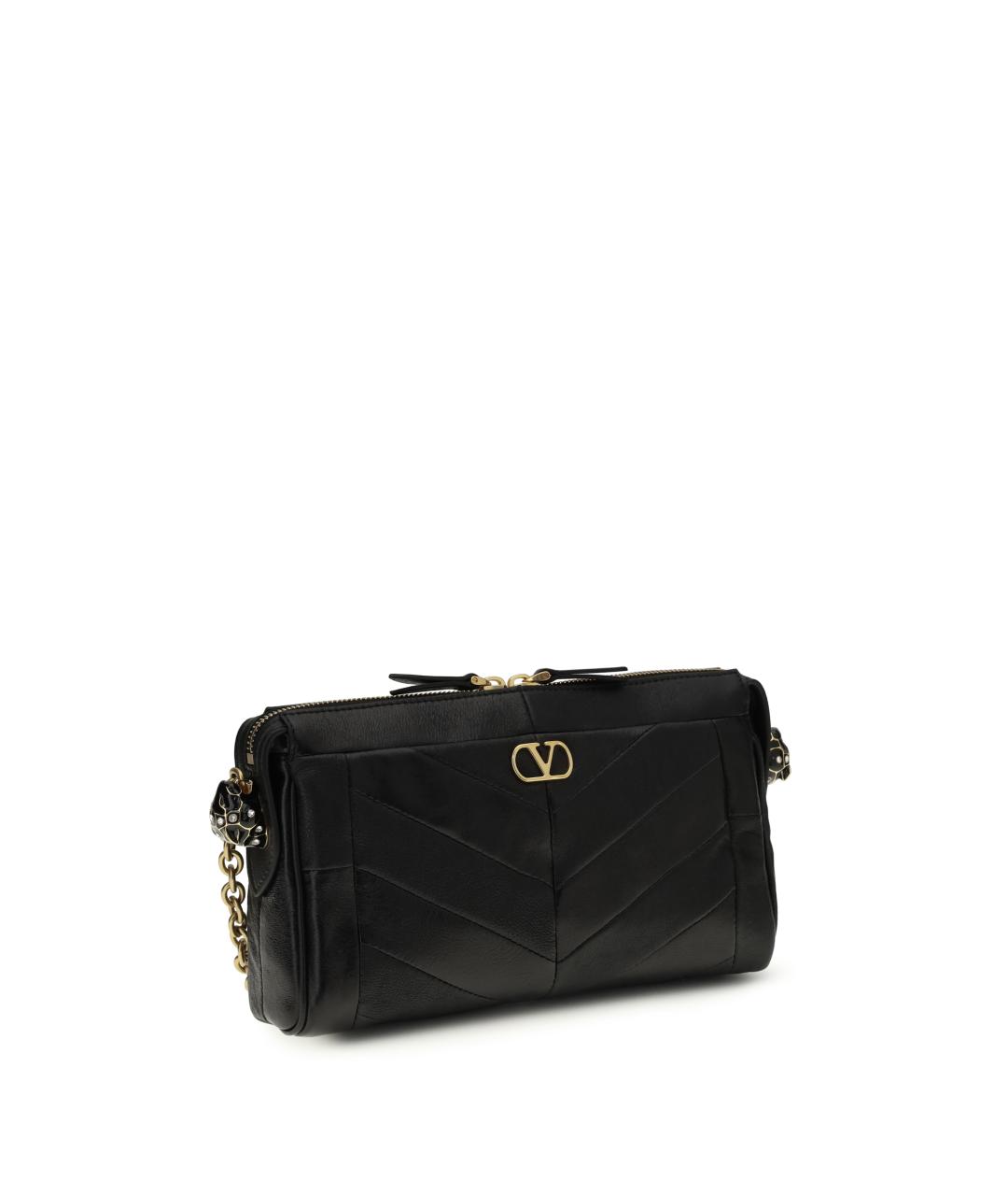 VALENTINO Черная кожаная сумка через плечо, фото 2