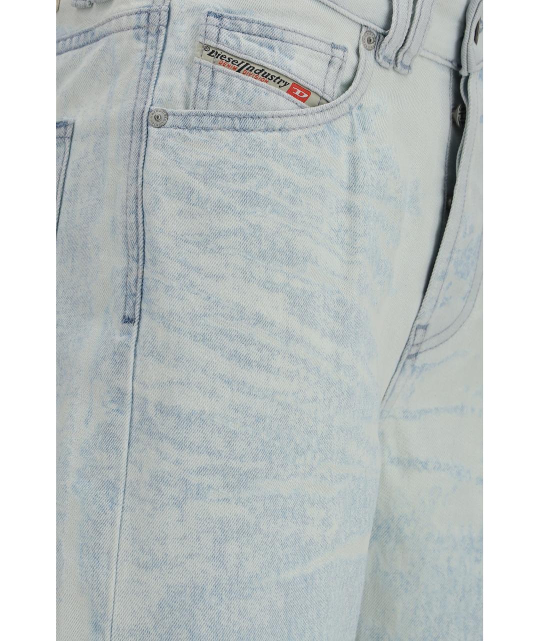 DIESEL Голубые хлопковые прямые джинсы, фото 3