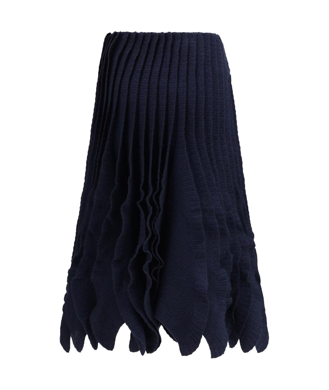 ALAIA Темно-синяя шелковая юбка миди, фото 2