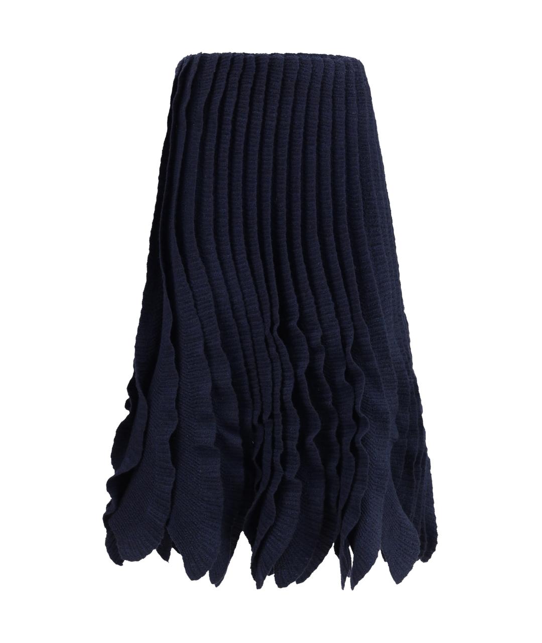 ALAIA Темно-синяя шелковая юбка миди, фото 1