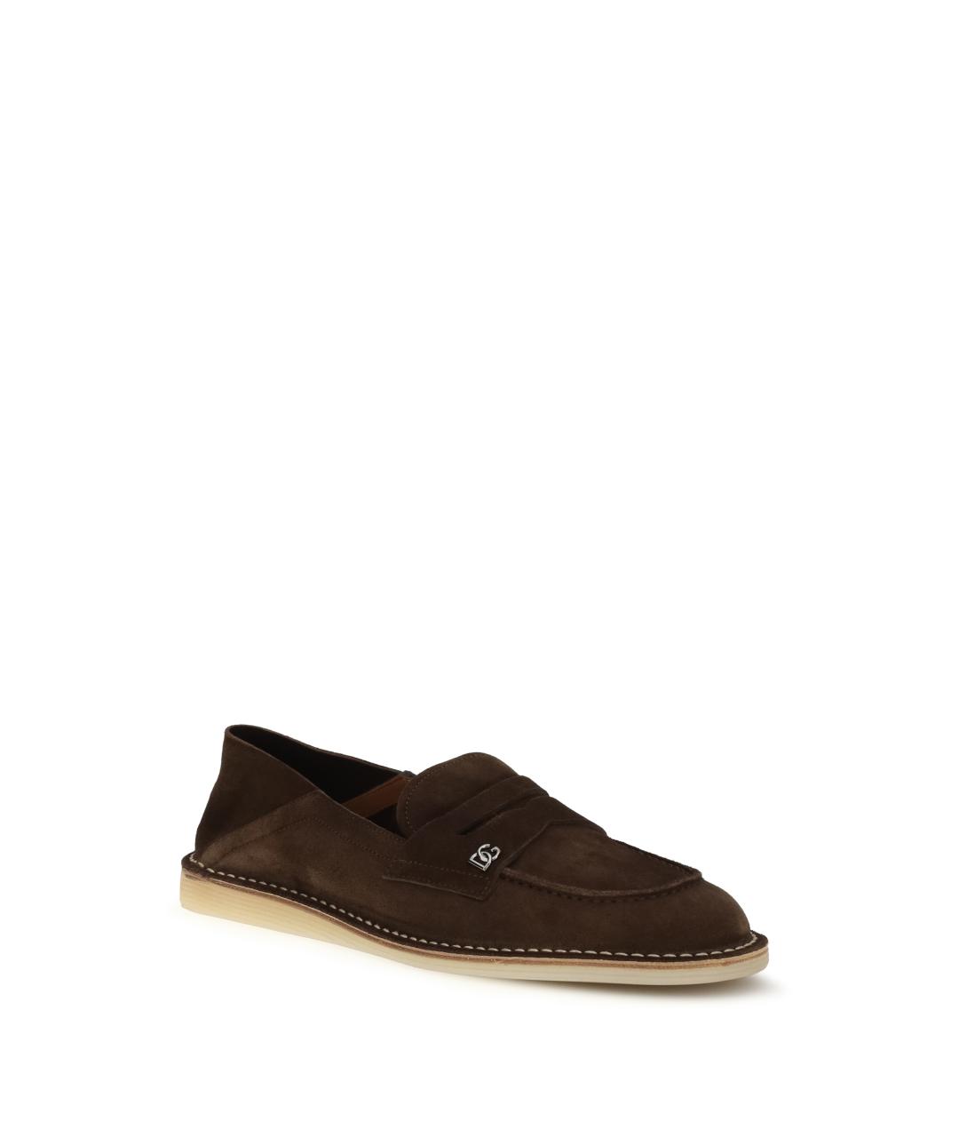 DOLCE&GABBANA Коричневые замшевые лоферы, фото 2