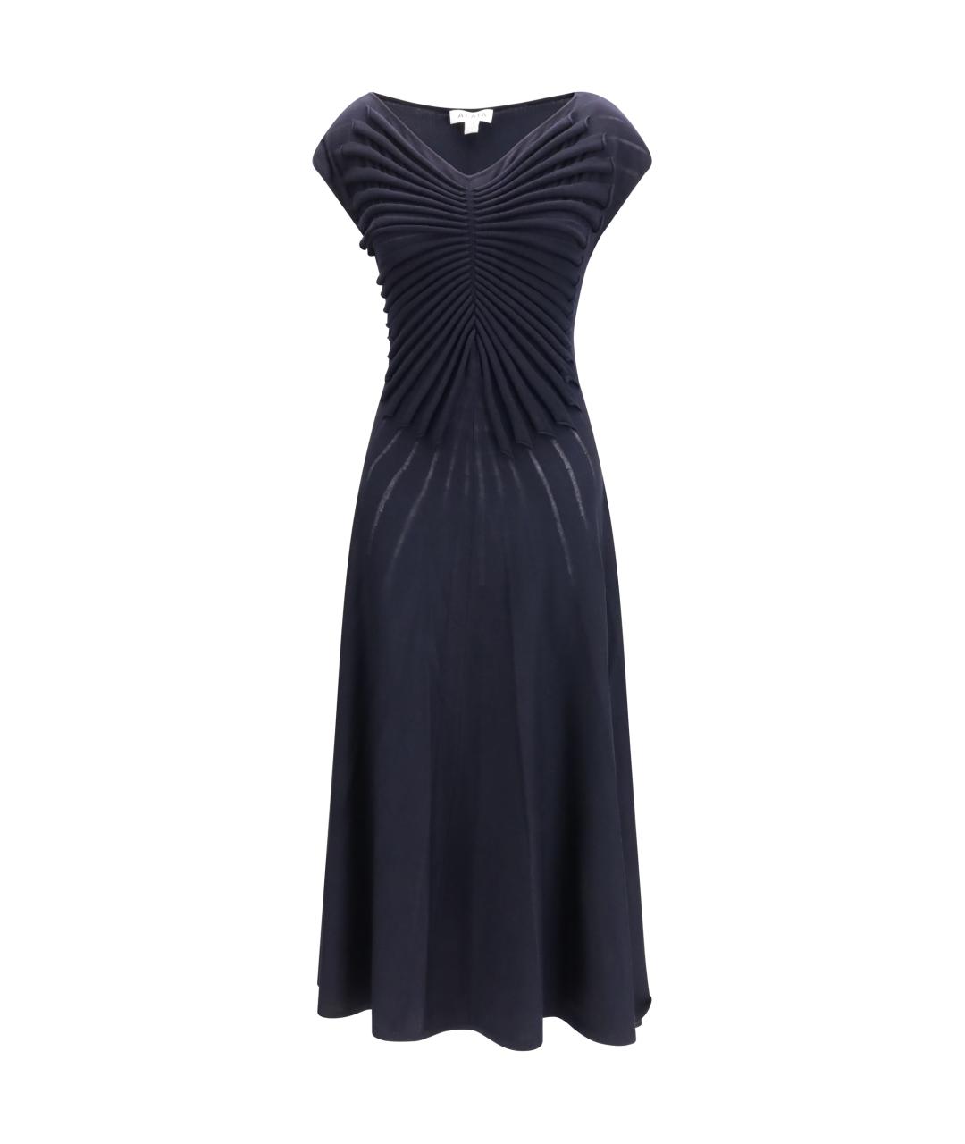 ALAIA Темно-синее шерстяное вечернее платье, фото 1