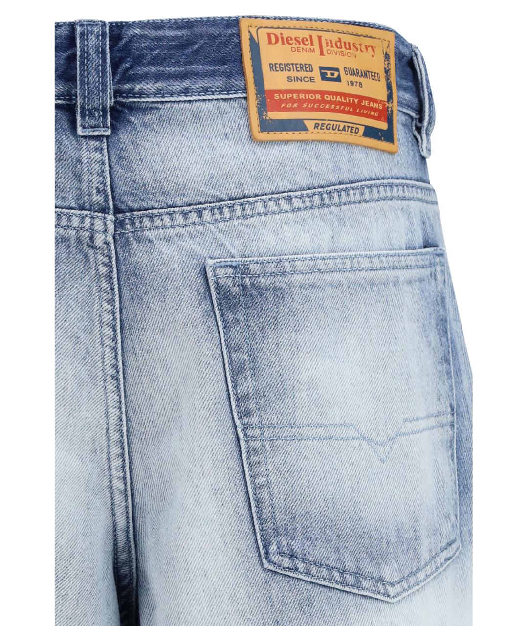 DIESEL Голубые хлопко-лиоцелловые прямые джинсы, фото 3