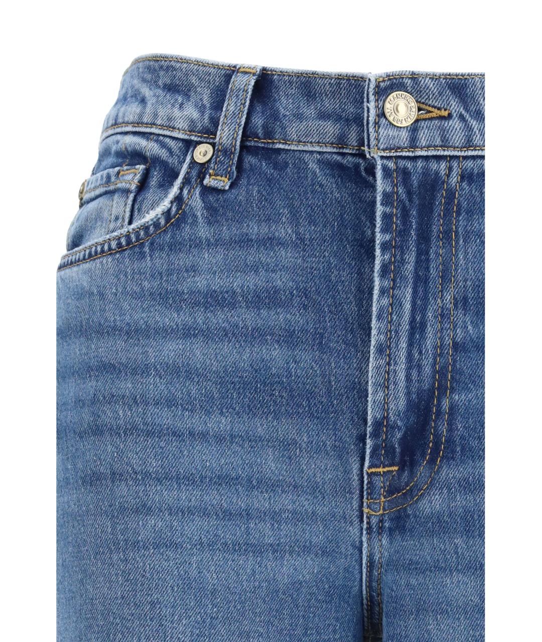 7 FOR ALL MANKIND Синие хлопко-эластановые прямые джинсы, фото 3