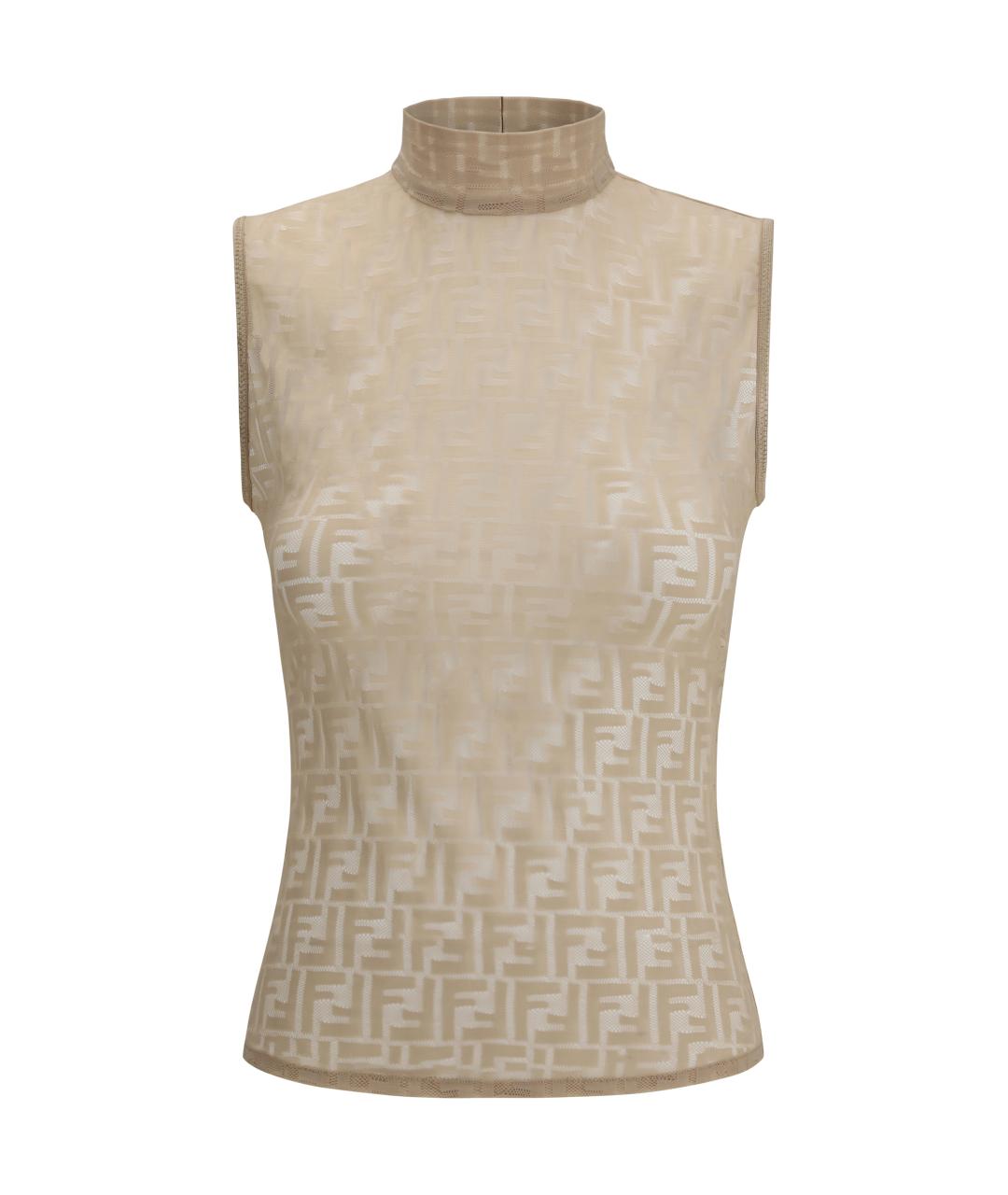 FENDI Бежевая полиамидовая майка, фото 1