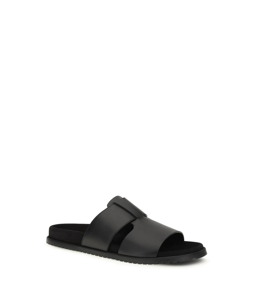 DOLCE&GABBANA Черные кожаные шлепанцы, фото 2