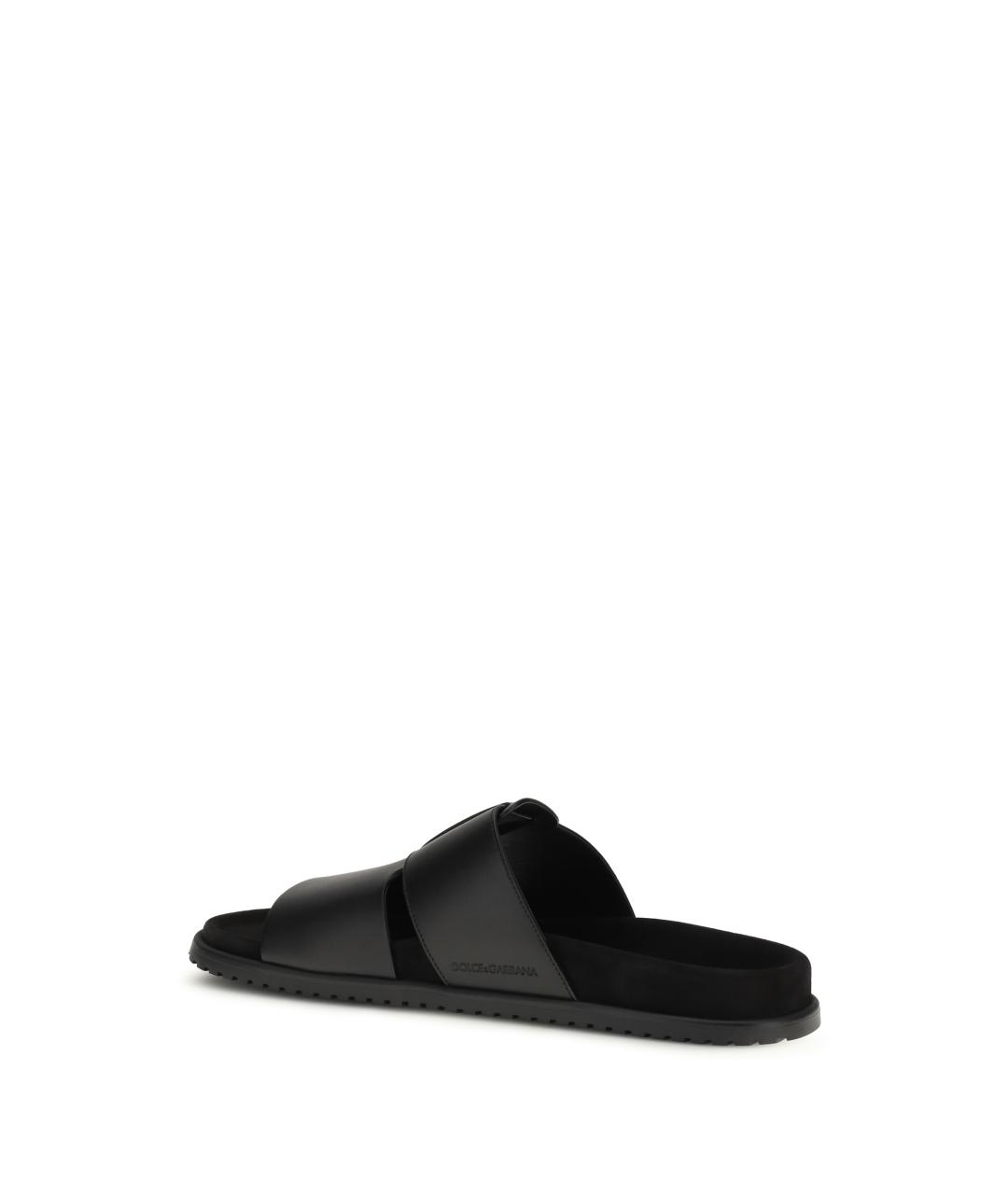 DOLCE&GABBANA Черные кожаные шлепанцы, фото 3
