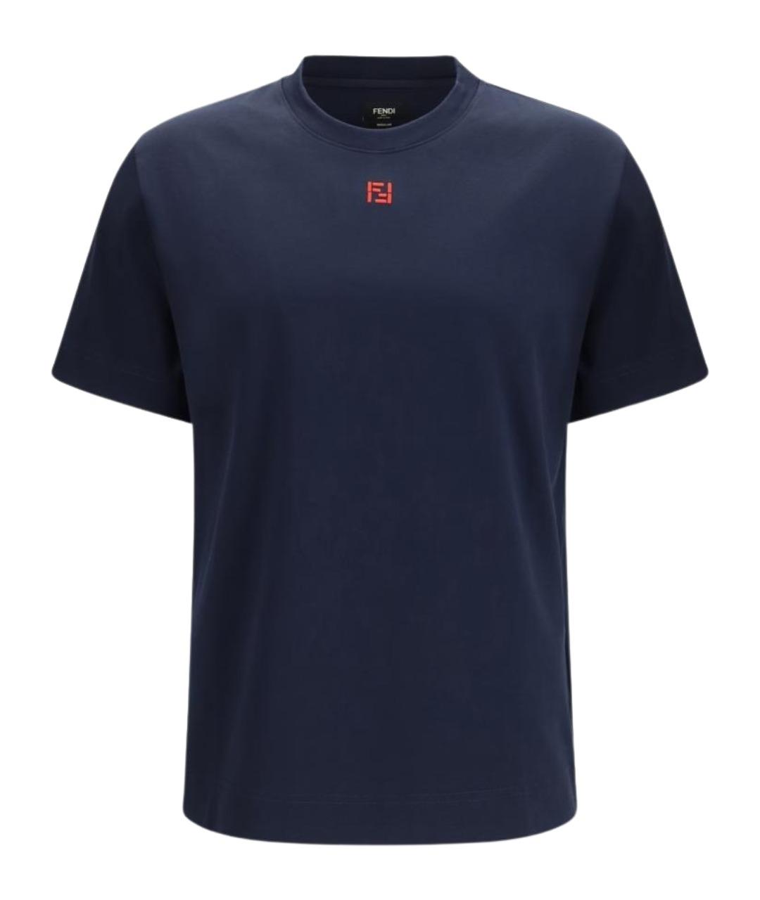 FENDI Темно-синяя хлопковая футболка, фото 1