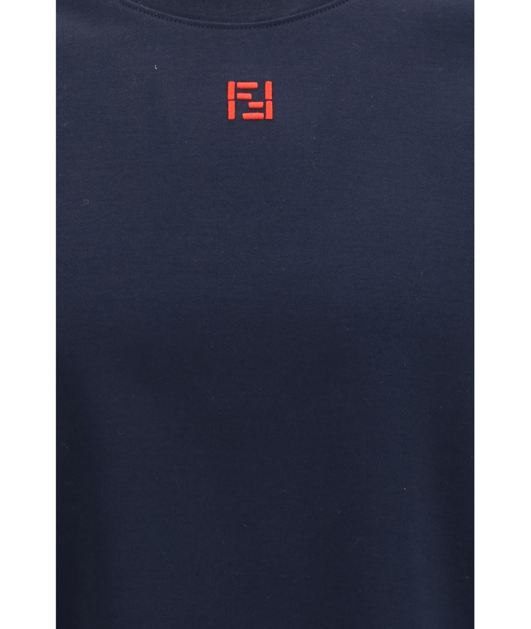 FENDI Темно-синяя хлопковая футболка, фото 3