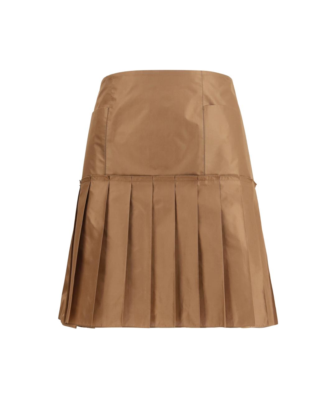 FENDI Коричневая шелковая юбка мини, фото 1