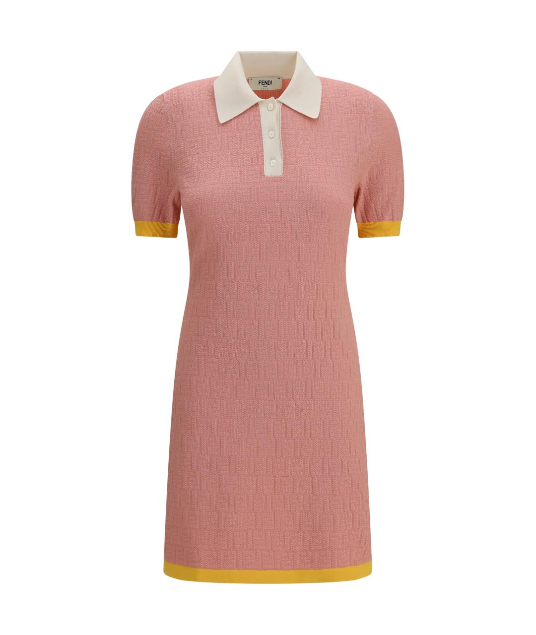 FENDI Розовое хлопковое повседневное платье, фото 1