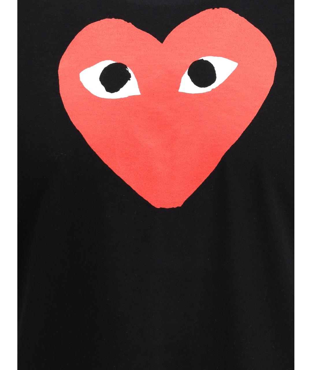 COMME DES GARÇONS PLAY Черная хлопковая футболка, фото 3