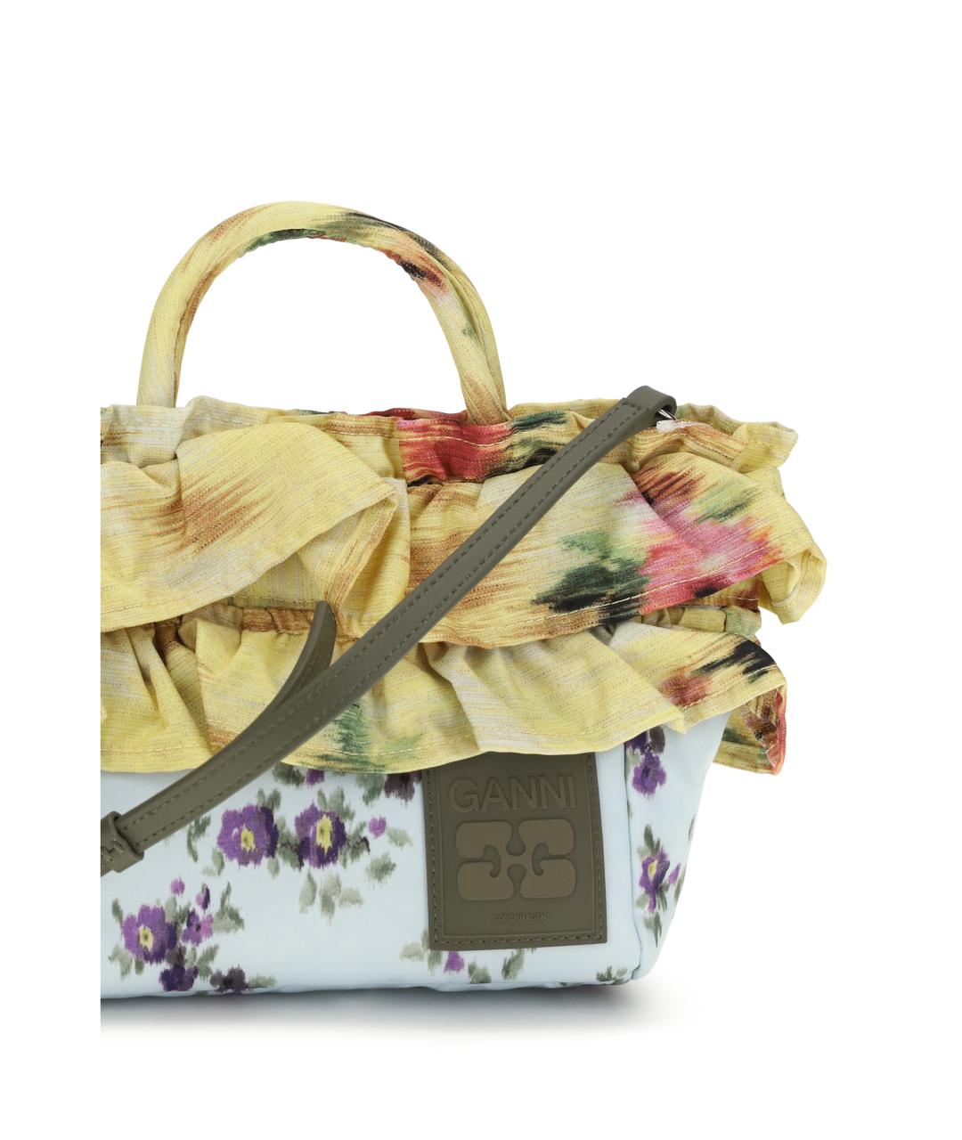 GANNI Мульти тканевая сумка с короткими ручками, фото 4