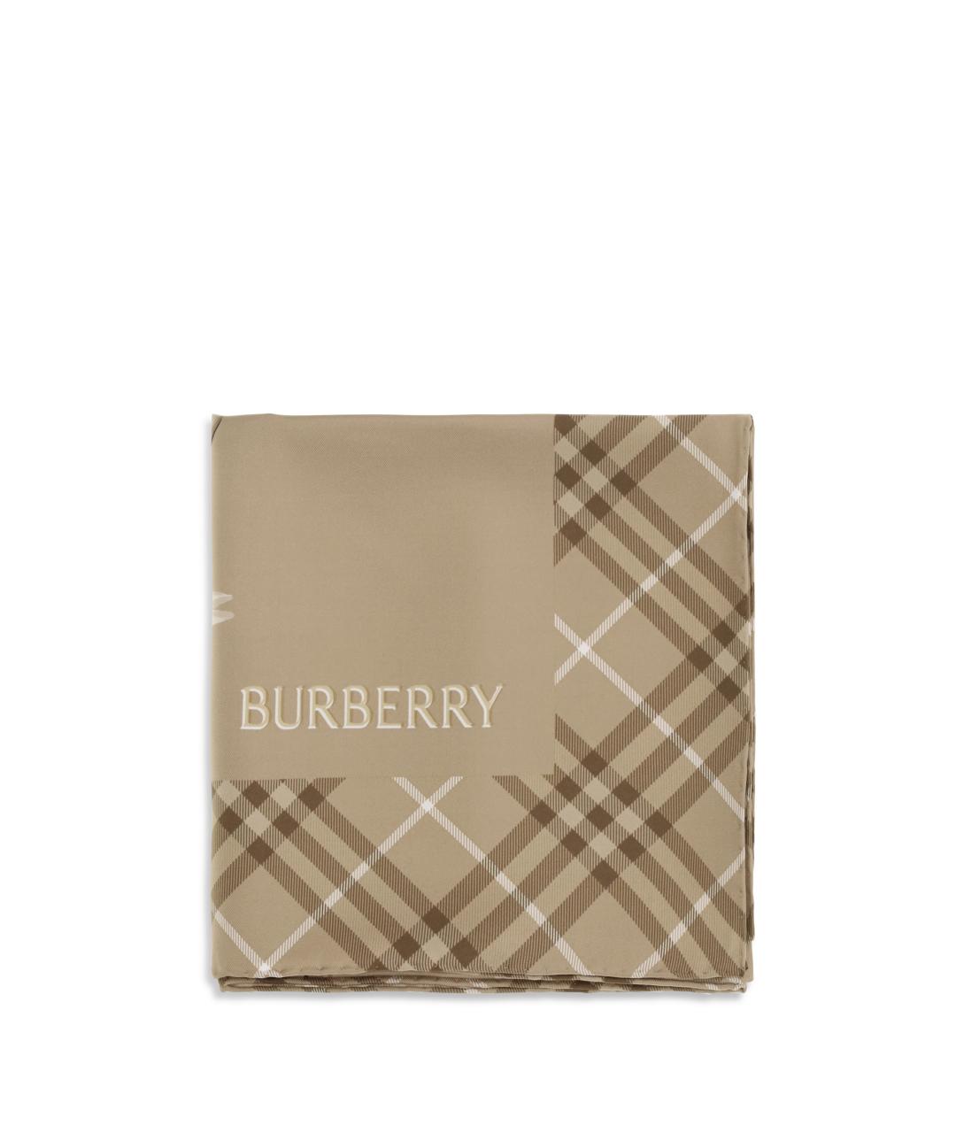 BURBERRY Бежевый шелковый шарф, фото 1