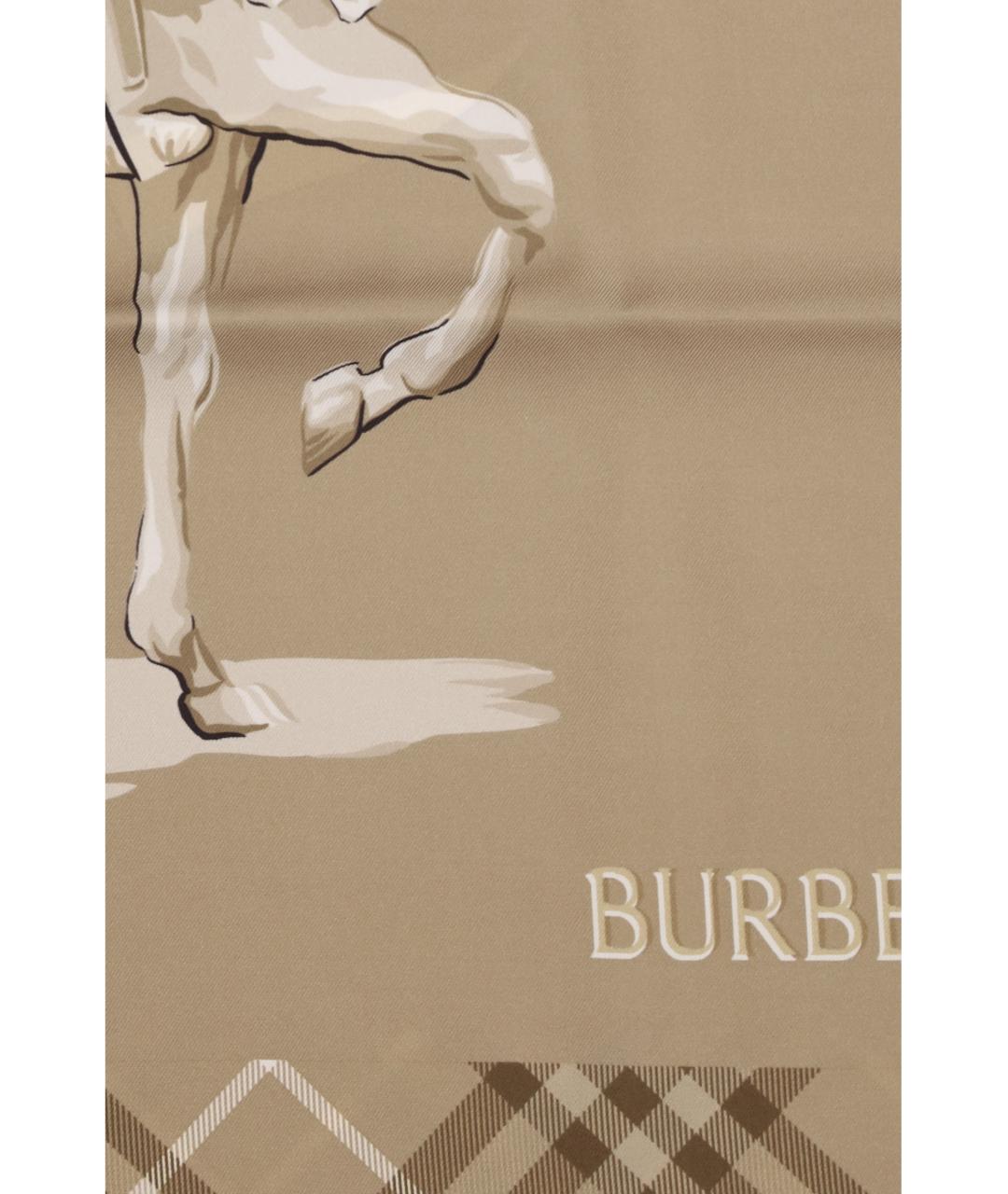 BURBERRY Бежевый шелковый шарф, фото 3