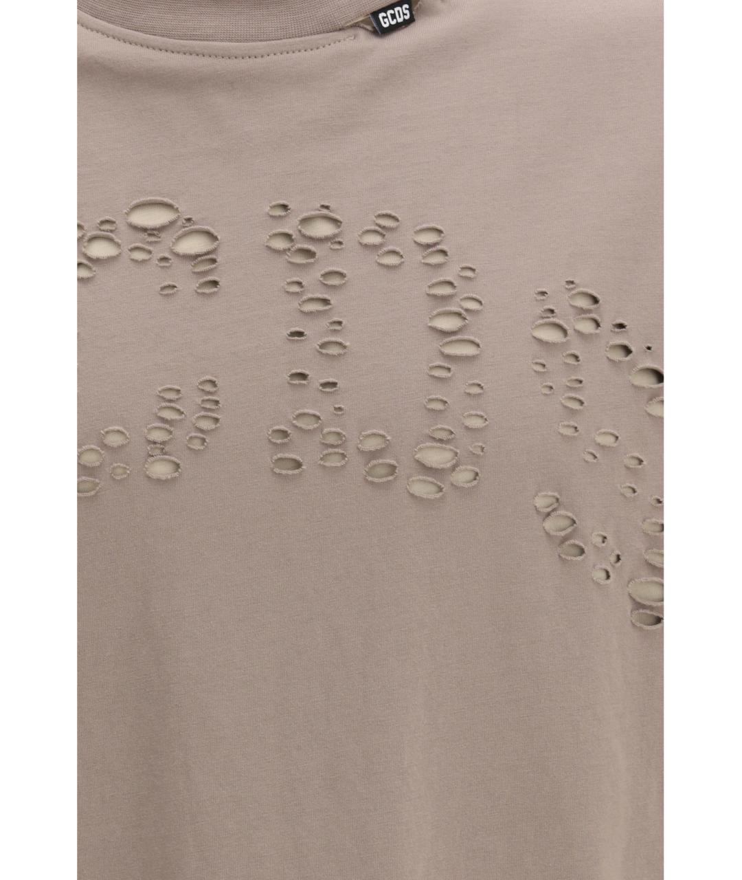 GCDS Бежевая хлопковая футболка, фото 3