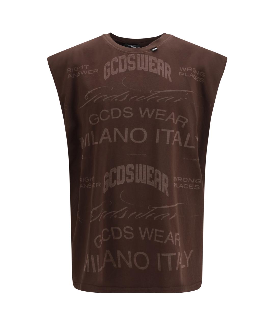 GCDS Коричневая хлопковая майка, фото 1