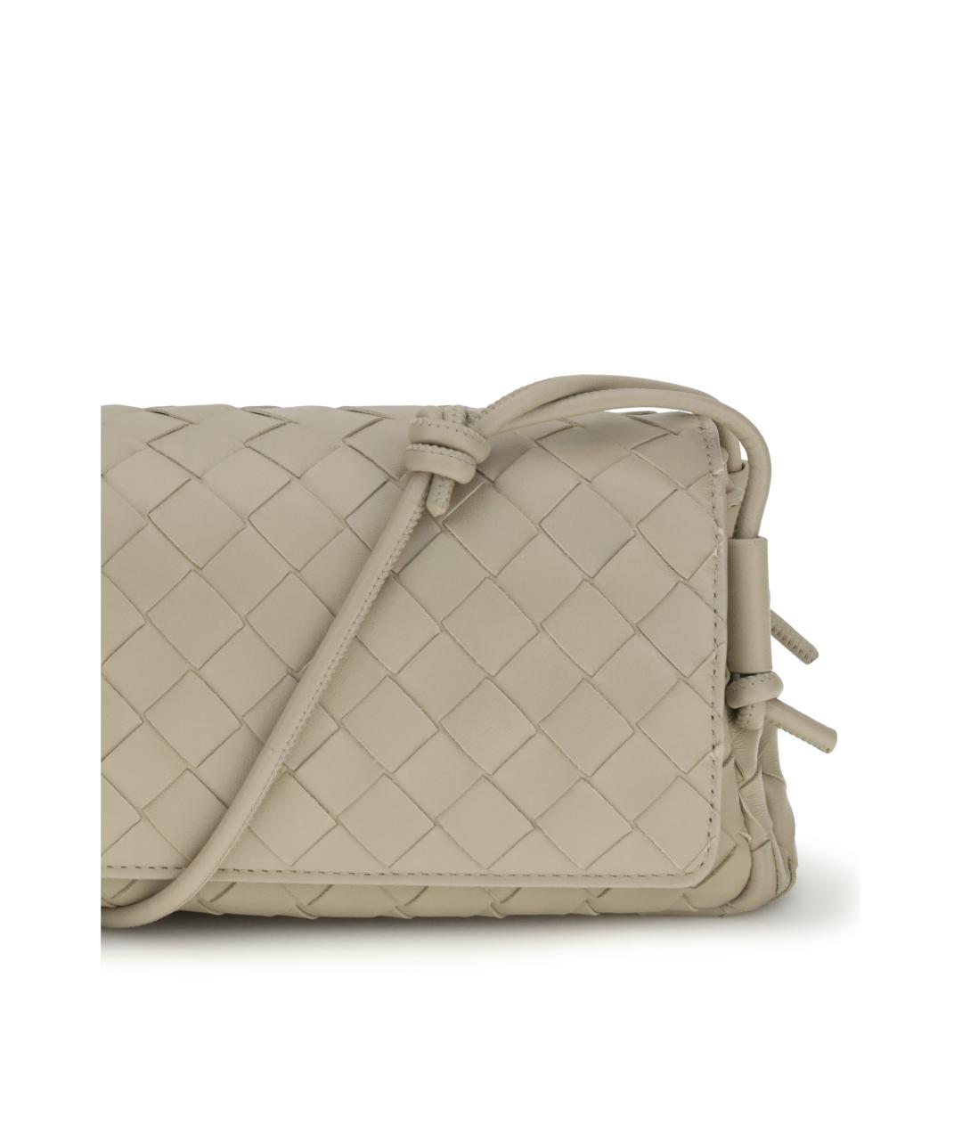 BOTTEGA VENETA Бежевая кожаная сумка через плечо, фото 4