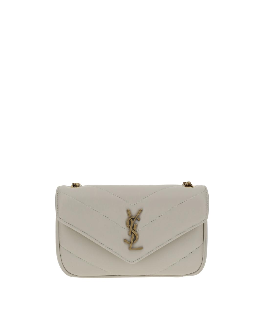 SAINT LAURENT Белая кожаная сумка через плечо, фото 1