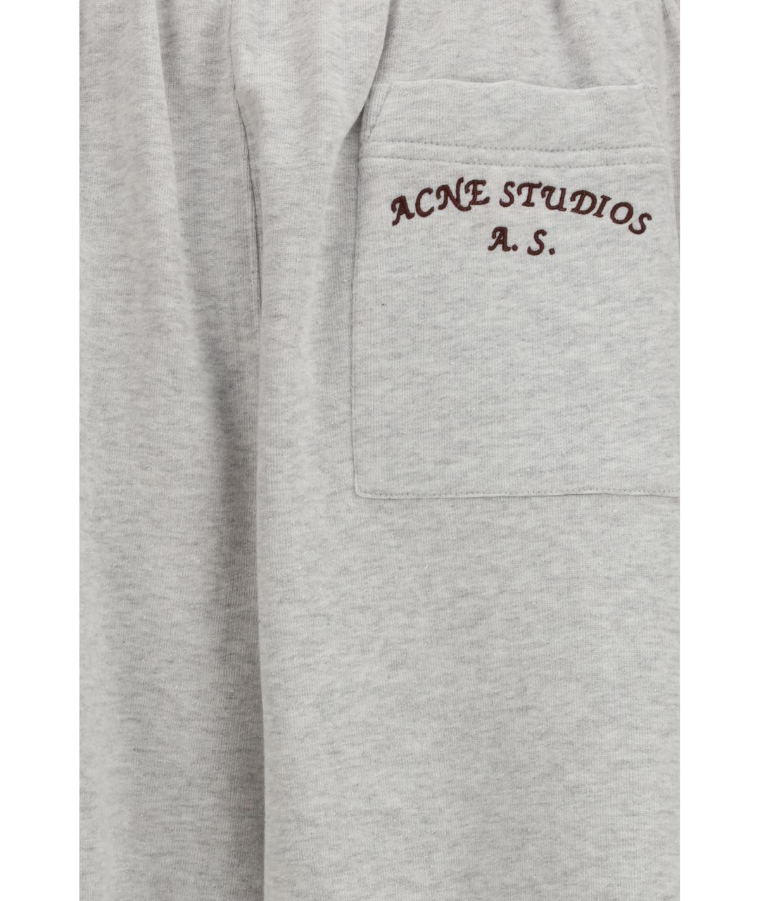 ACNE STUDIOS Серые хлопковые повседневные брюки, фото 3
