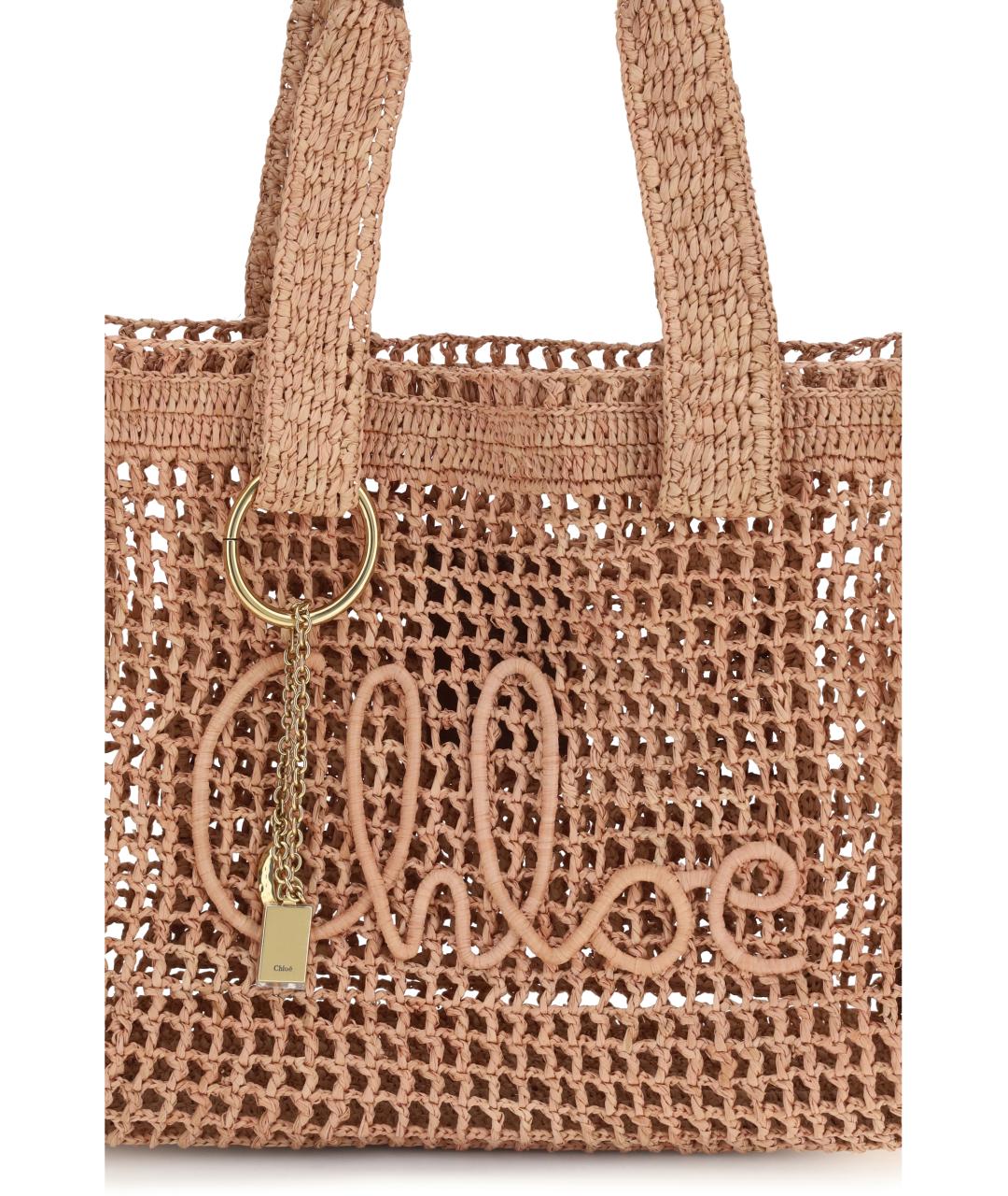 CHLOE Розовая пелетеная сумка тоут, фото 4