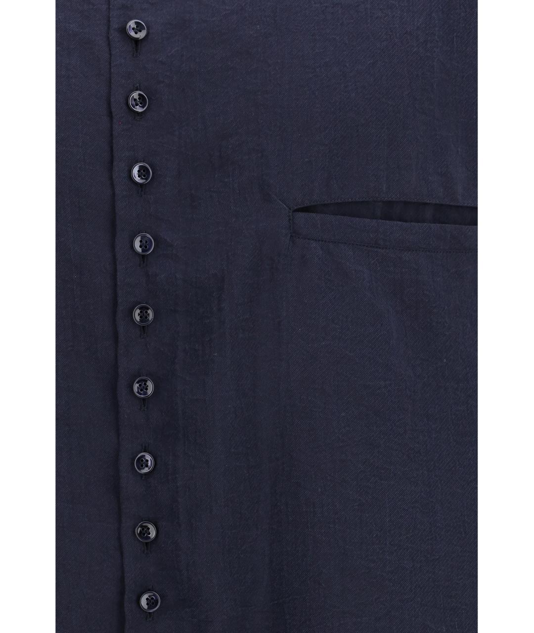 GIORGIO ARMANI Темно-синяя шелковая классическая рубашка, фото 3