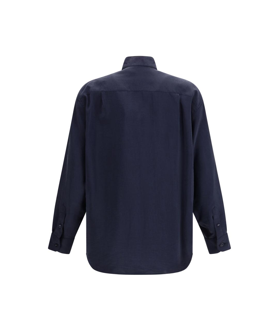 GIORGIO ARMANI Темно-синяя шелковая классическая рубашка, фото 2
