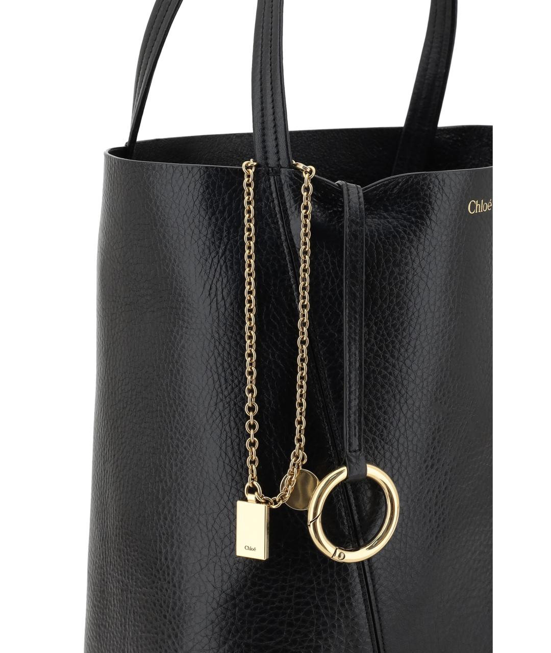 CHLOE Черная кожаная сумка тоут, фото 4