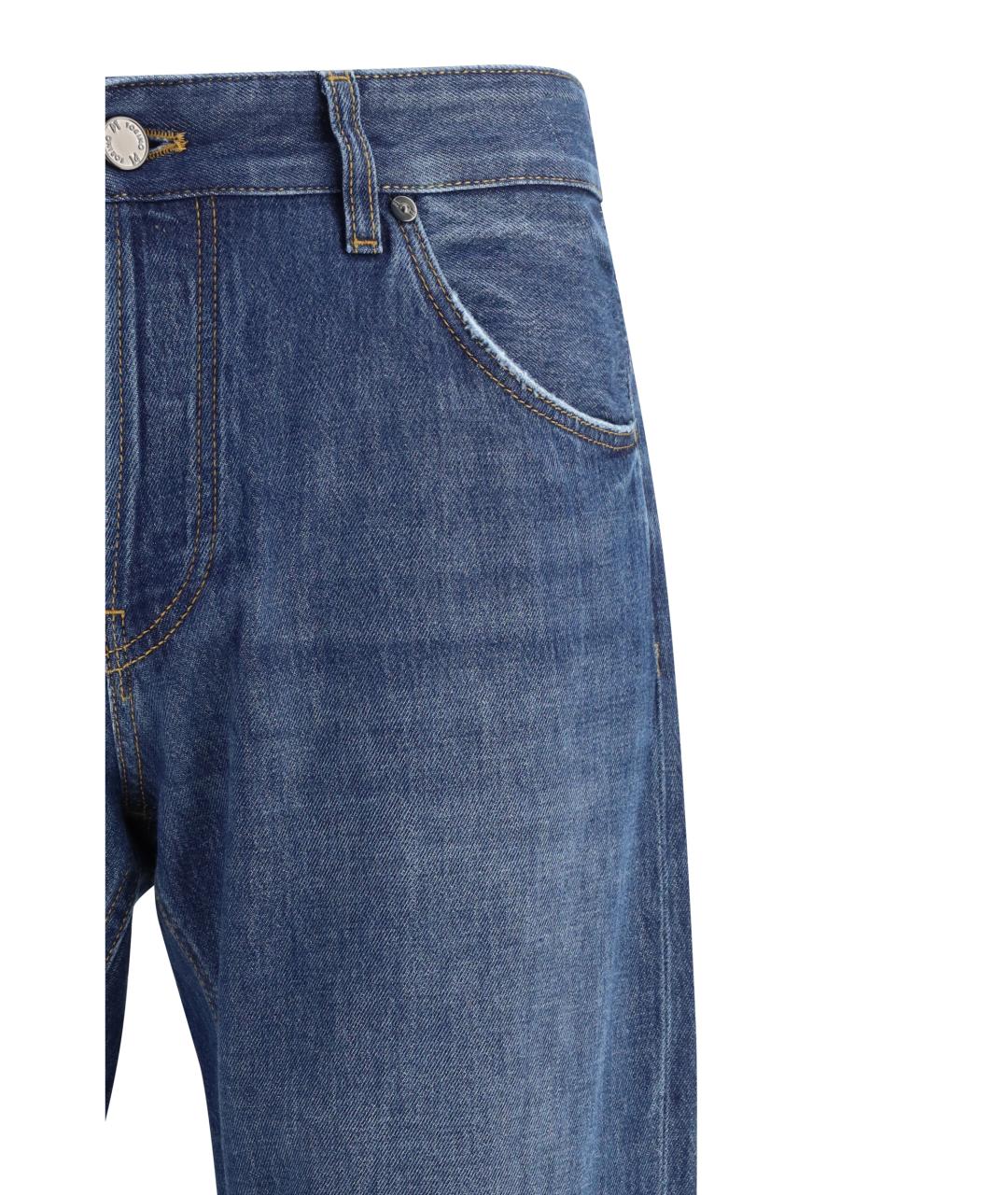 PT TORINO Темно-синие хлопковые прямые джинсы, фото 3
