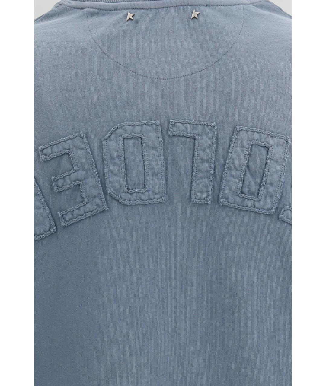 GOLDEN GOOSE DELUXE BRAND Синяя хлопковая футболка, фото 3